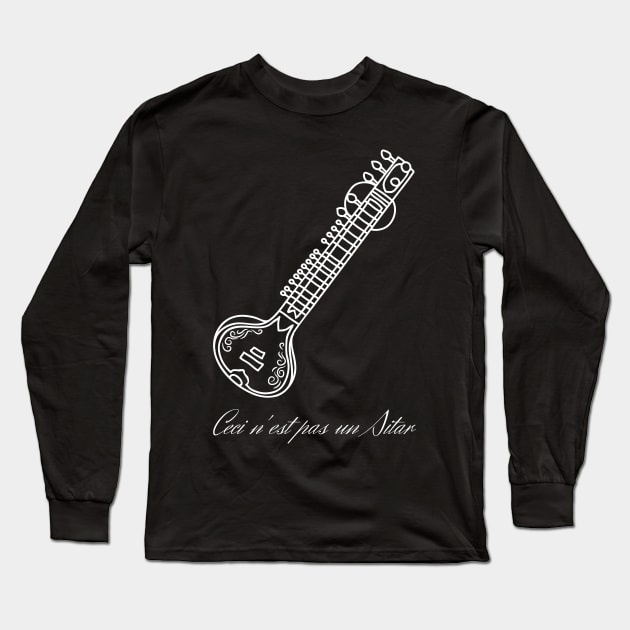 ceci nest pas un sitar (white edition) Long Sleeve T-Shirt by firstsapling@gmail.com